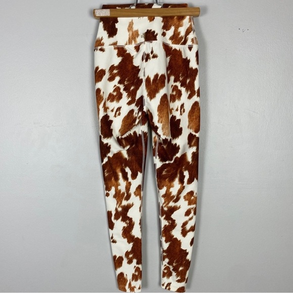 NEW WEWOREWHAT REVOLVE BROWN PRINTED HIGH-WAIST LEGGINGS - Picture 6 of 9